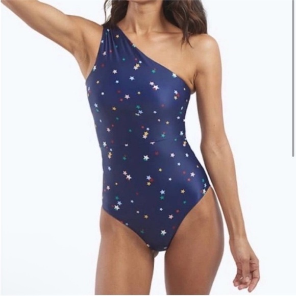 Summersalt Navy Scatter Stars in Deep Sea-The Ruched Sidestroke One Piece Swim - Picture 2 of 9